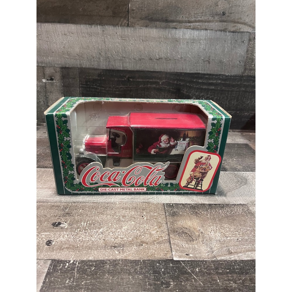 1993 Coca-Cola Die-Cast Metal Bank 1925 Kenworth Truck Santa ERTL 2920 Red
